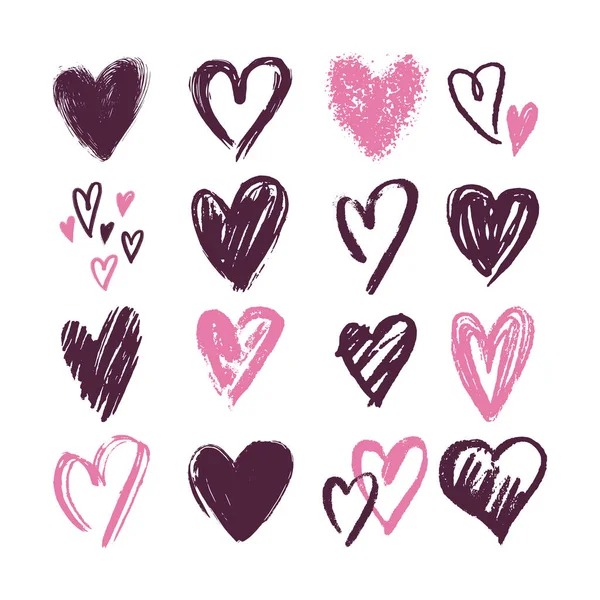 Hand Drawn Heart Collection Vector Illustration — Stock Vector
