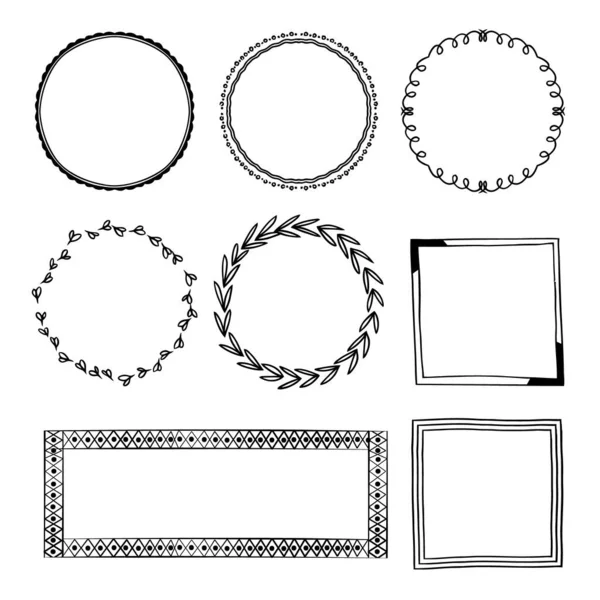 Handgezeichnete Ornamentale Rahmen Kollektion Vector Illustration — Stockvektor