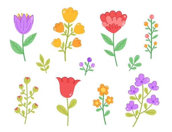 Frühling Blumen Kollektion Vector Illustration — Stockvektor
