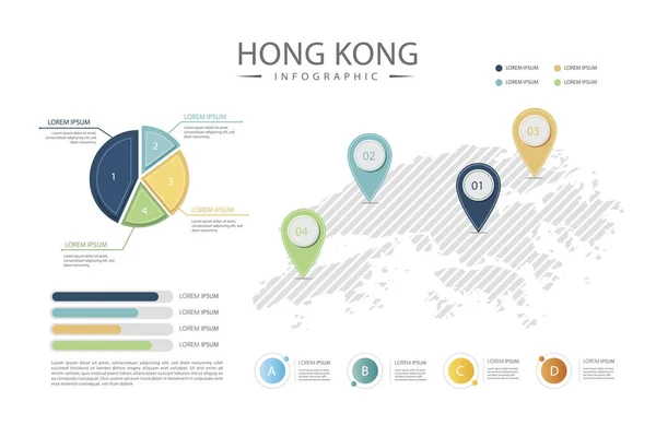 Hong Kong Χάρτης Infographics Εικονογράφηση Διάνυσμα — Διανυσματικό Αρχείο