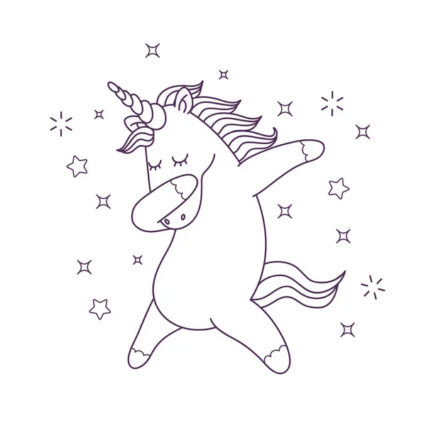 Warna Lucu Untuk Anak Anak Dengan Ilustrasi Unicorn Character Vector - Stok Vektor