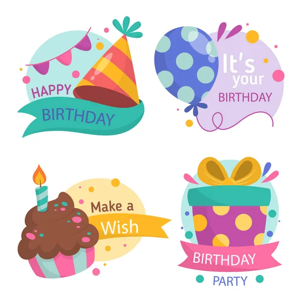 Detailed Birthday Badge Collection Vector Illustration — Stock Vector