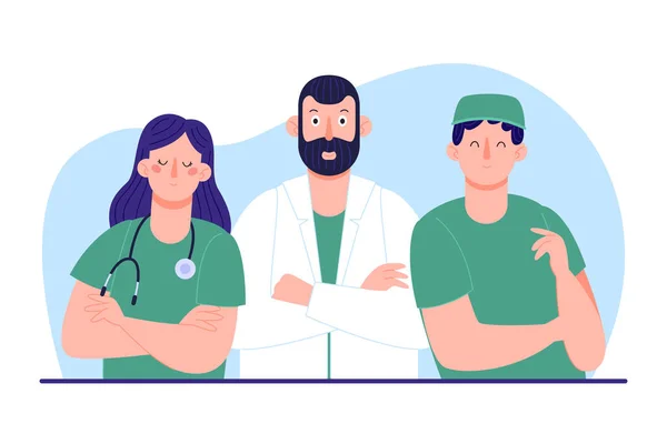 Organic Flat Doctors Nurses Group Ilustração Vetorial — Vetor de Stock