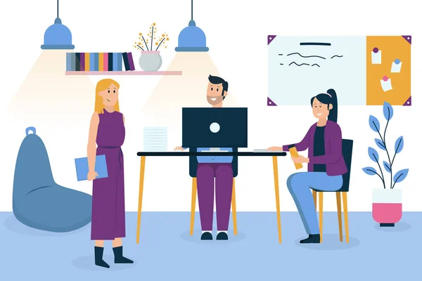 Coworking Space Illustration People Working Vector Illustration — Stock Vector
