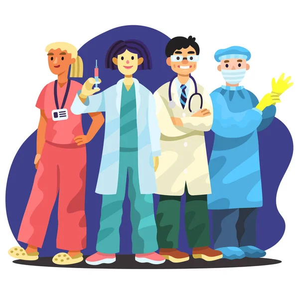 Cartoon Healthcare Professionals Vector Illustration — Stock Vector