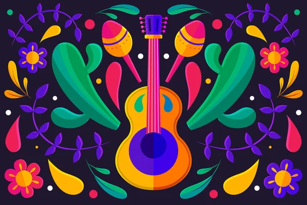 Flacher Cinco Mayo Mexikanischer Hintergrund Vector Illustration — Stockvektor