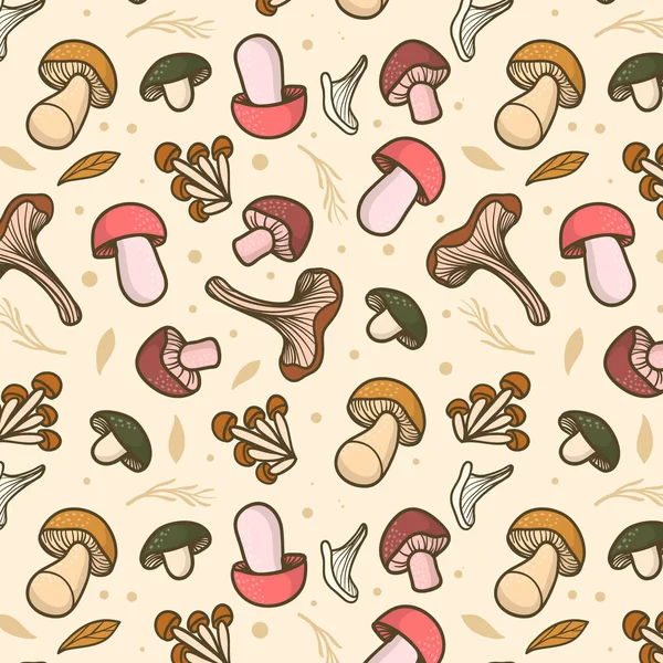 Hand Drawn Mushroom Pattern Vector Illustration — Stock Vector