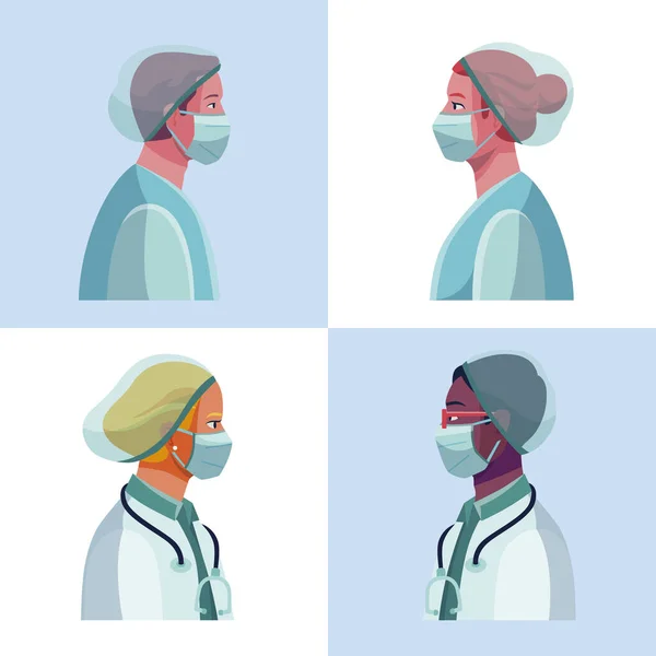 Detailed Doctors Nurses Illustration Vector Illustration — Stock Vector