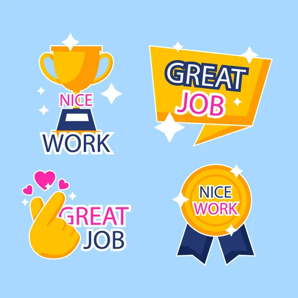 Flat Goed Werk Grote Job Stickers Vector Illustratie — Stockvector