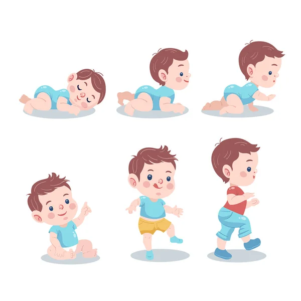 赤ん坊の男の子のフラットステージベクトルイラスト — ストックベクタ