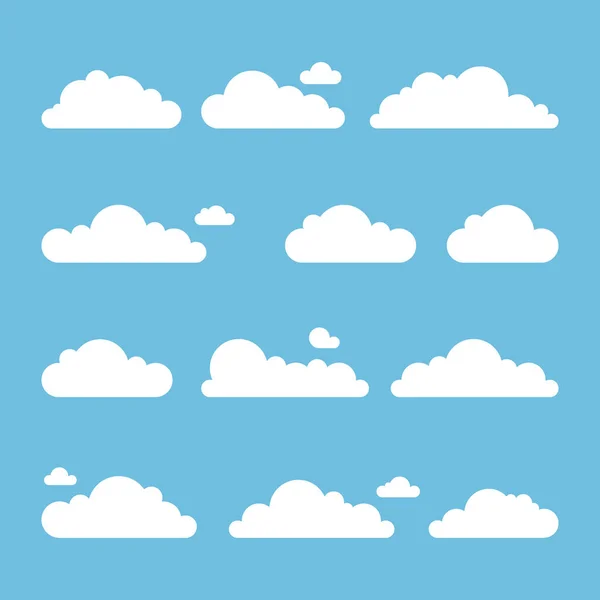 Platte Wolken Verzamelen Vector Eps — Stockvector