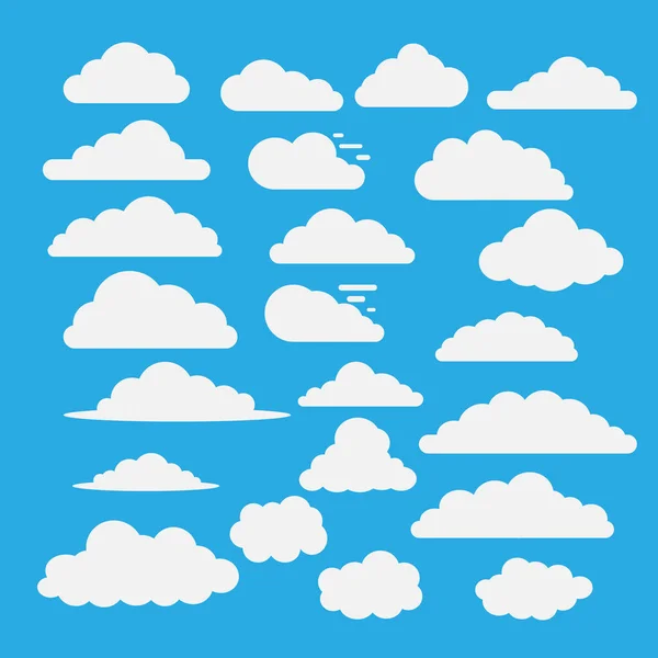 Platte Wolken Verzamelen Vector Eps — Stockvector