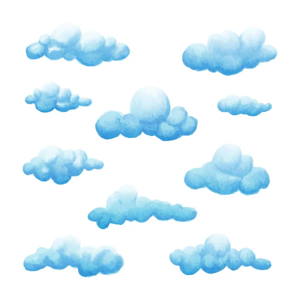 Watercolor Clouds Collection Vector Eps — Stock Vector