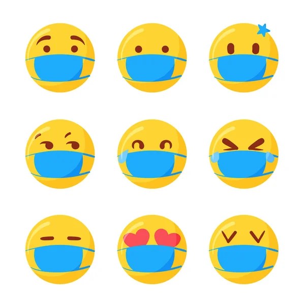 Emoji Disegnati Mano Con Maschera Viso Illustrazione Vettoriale — Vettoriale Stock