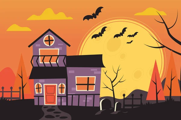 Ploché Halloween Pozadí Vektorové Ilustrace — Stockový vektor