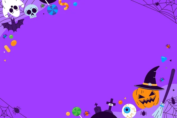 Handgezeichneter Flacher Halloween Hintergrund Vektor Illustration — Stockvektor