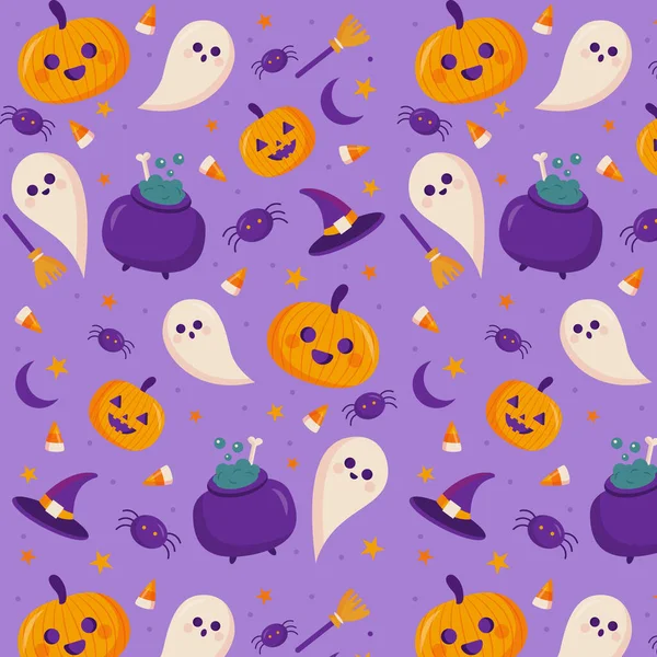 Lapos Halloween Minta Tervezés Vektor Illusztráció — Stock Vector