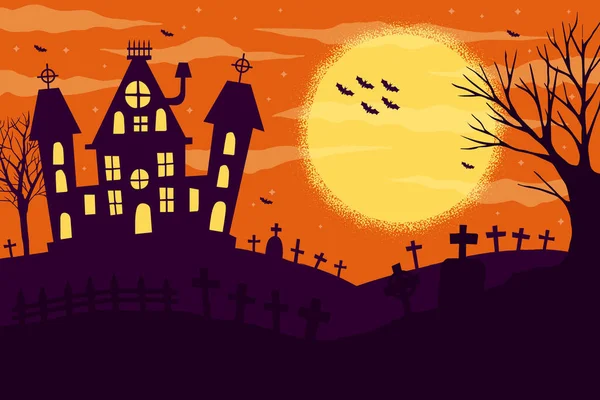 Dibujado Mano Plano Halloween Fondo Vector Ilustración — Vector de stock