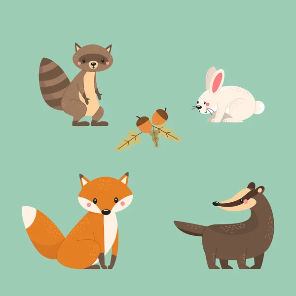 Őszi Állatok Gyűjtése Vektor Illusztráció — Stock Vector