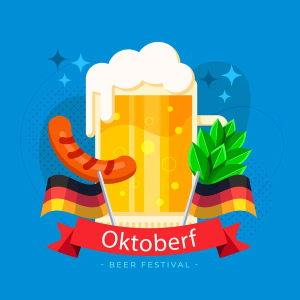Flat Oktoberfest Illustration Vector Illustration — Stock Vector