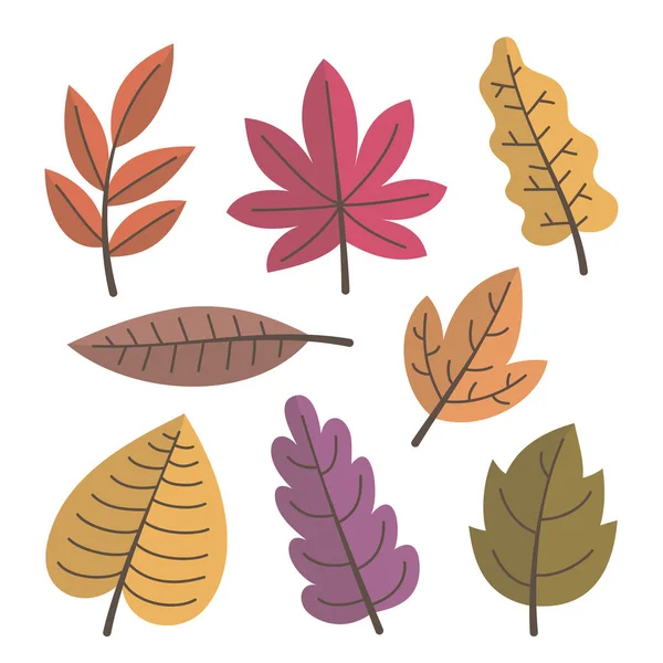 Podzimní Listí Sada Vektorové Ilustrace — Stockový vektor