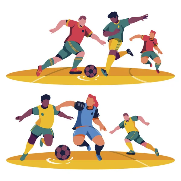 Giocatori Calcio Piatto Pack Illustrazione Vettoriale — Vettoriale Stock