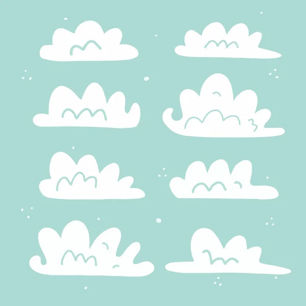 Kézzel Húzott Felhők Beállítása Vektor Illusztráció — Stock Vector