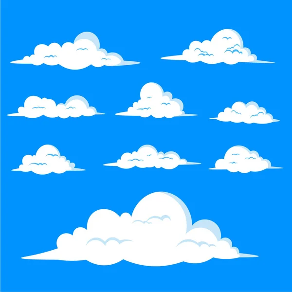 Nuvens Planas Conjunto Ilustração Vetorial — Vetor de Stock