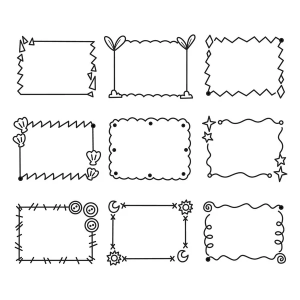 Handgezeichnete Doodle Rahmen Set Vector Illustration — Stockvektor
