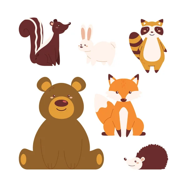Őszi Állatok Set Vektor Illusztráció — Stock Vector