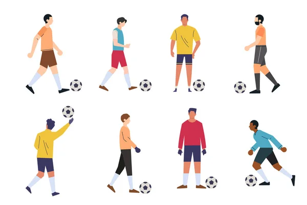 Giocatori Calcio Set Illustrazione Vettoriale — Vettoriale Stock