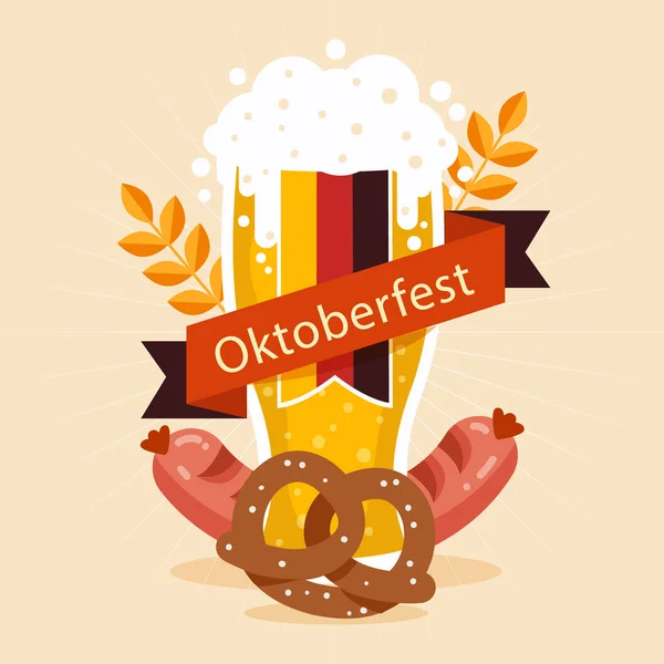 Platte Oktoberfest Illustratie Vector Illustratie — Stockvector