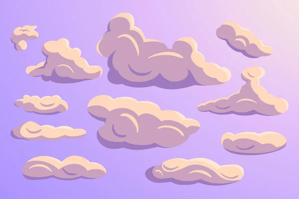 Мультяшні Хмари Набір Векторні Ілюстрації — стоковий вектор