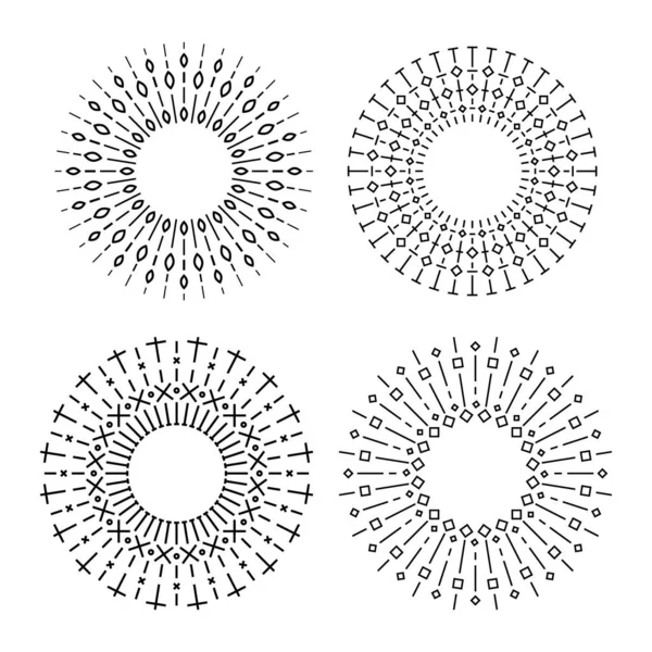 Lineární Ploché Záblesky Slunce Set Vektorová Ilustrace — Stockový vektor