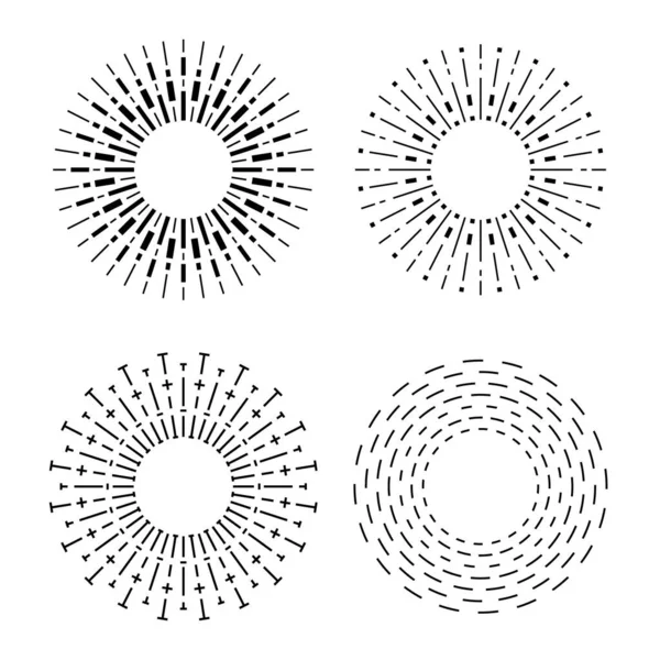 Linear Flat Sunbursts Set Vector Illustration — Stock Vector