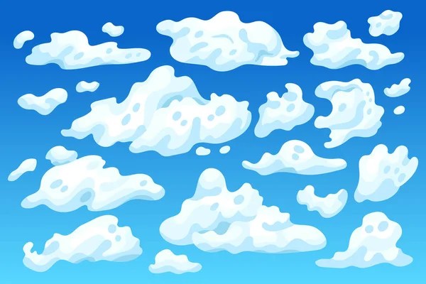 Chmury Kreskówki Zestaw Ilustracja Wektora — Wektor stockowy
