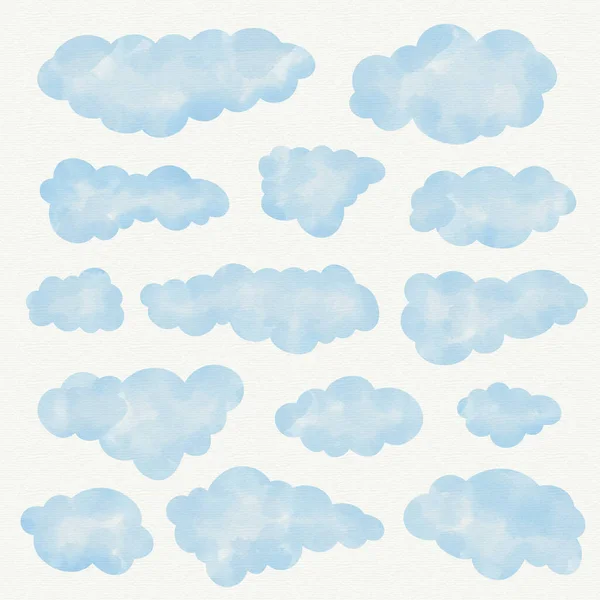 Nuvens Aquarela Conjunto Ilustração Vetorial —  Vetores de Stock