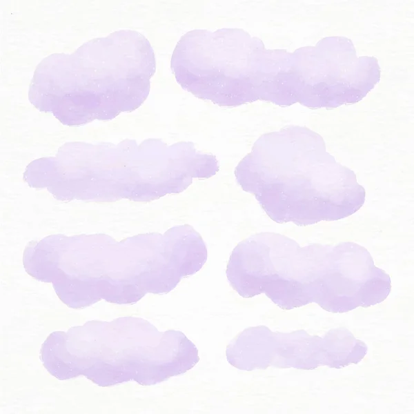Watercolor Clouds Set Vector Illustration — Stock Vector