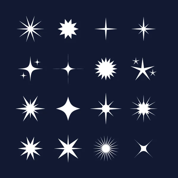 Set Estrellas Brillantes Planas Ilustración Vectorial — Vector de stock