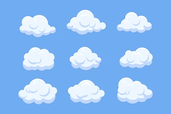 Nube Dibujos Animados Cielo Set Vector Ilustración — Vector de stock