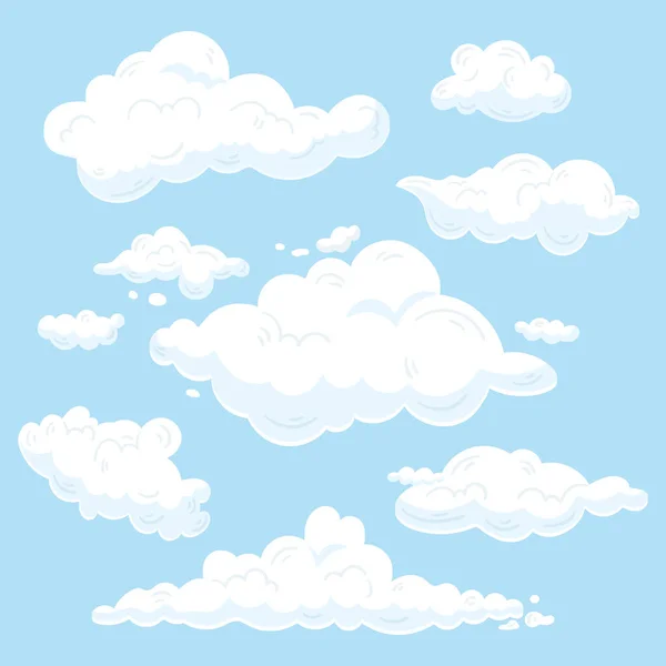 Handgezeichnete Wolke Himmel Setzte Vektorillustration — Stockvektor