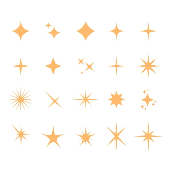 Set Estrellas Brillantes Planas Ilustración Vectorial — Vector de stock