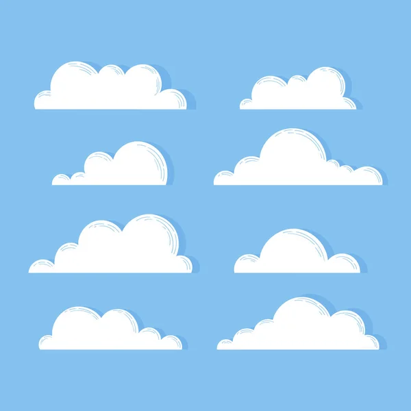 Met Hand Getekende Wolken Vector Illustratie — Stockvector