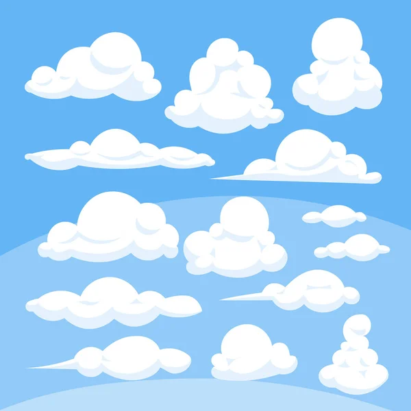 Flache Wolken Setzen Vektor Illustration — Stockvektor