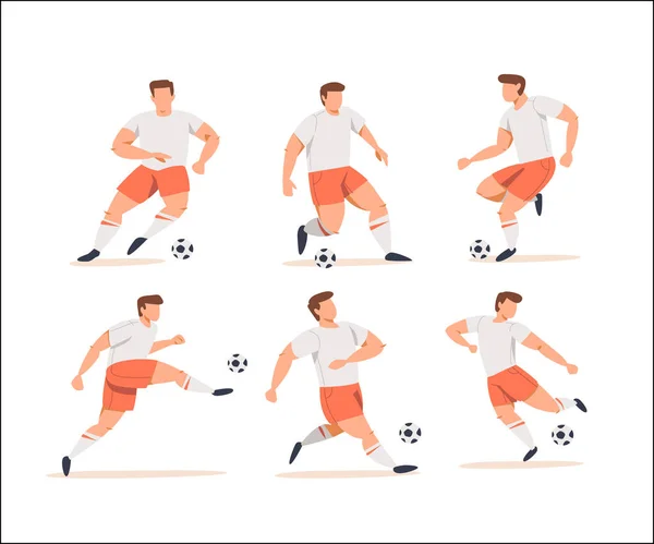 Desenhos Animados Jogadores Futebol Conjunto Ilustração Vetorial — Vetor de Stock