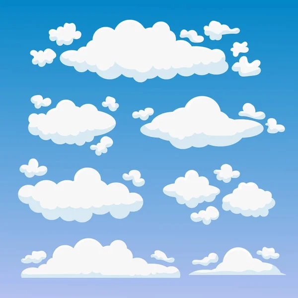 Nubes Planas Conjunto Vector Ilustración — Vector de stock