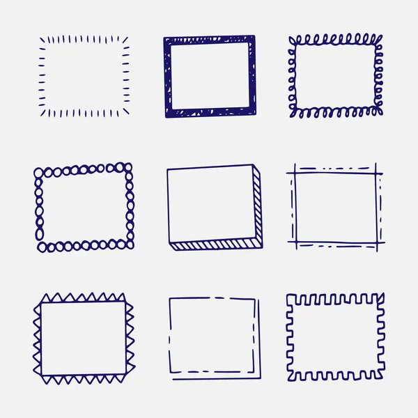 Handgezeichnete Doodle Rahmen Set Vector Illustration — Stockvektor