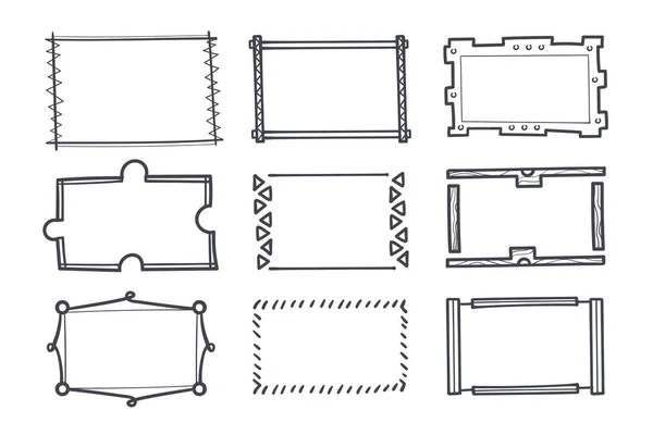 Handgezeichnetes Doodle Rahmenset Vector Illustration — Stockvektor
