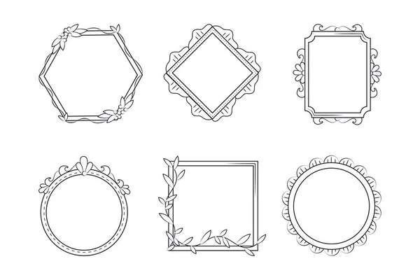 Handgetekende Doodle Frames Set Vector Illustratie — Stockvector