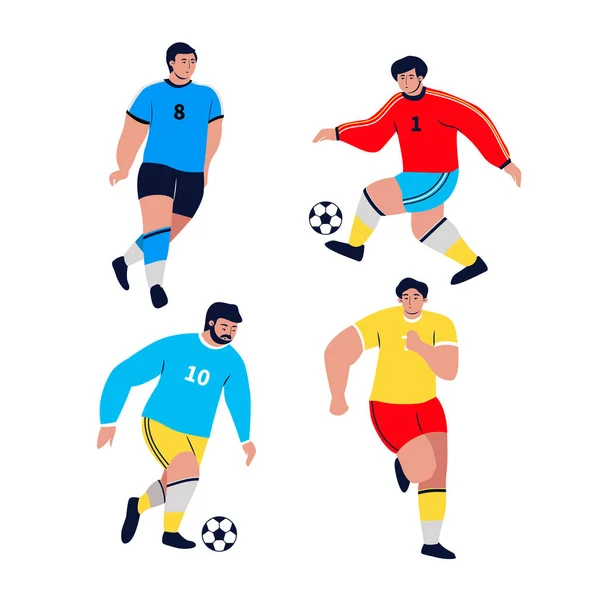 Fußballer Packen Flaches Design Vector Illustration — Stockvektor